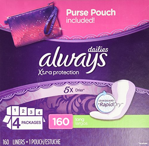0037000934110 - ALWAYS XTRA PROTECTION DAILY LINERS, LONG (160 CT.) WITH PURSE POUCH