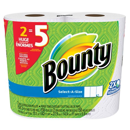 0037000950462 - BOUNTY SELECT-A-SIZE PAPER TOWELS, WHITE, 2 HUGE ROLLS