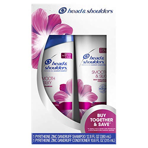 0037000960966 - HEAD & SHOULDERS SMOOTH & SILKY DANDRUFF SHAMPOO AND CONDITIONER TWIN PACK, 23.4 FLUID OUNCE