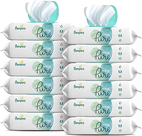 0037000987314 - BABY WIPES, PAMPERS AQUA PURE SENSITIVE WATER BABY DIAPER WIPES, HYPOALLERGENIC AND UNSCENTED, 12X POP-TOP PACKS, 672 COUNT