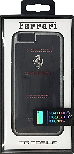 3700740362112 - FERRARI OFFICIAL IPHONE 6 6S 458 SIGNATURE GENUINE LEATHER CASE BLACK W/ RED STITCHING - FE458HCP6BLR