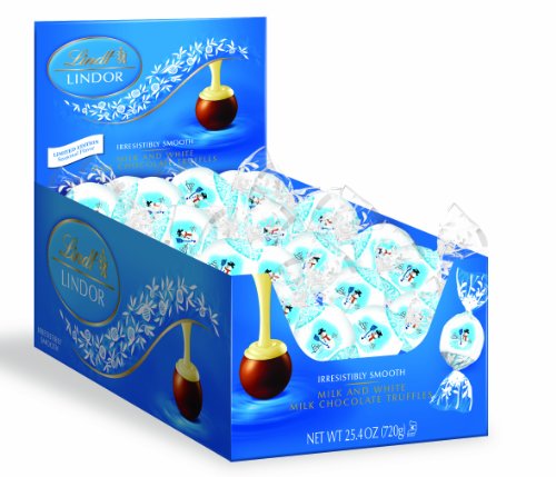 0037466026909 - LINDT LINDOR SNOWMAN MILK AND WHITE CHOCOLATE TRUFFLES, 60 COUNT BOX