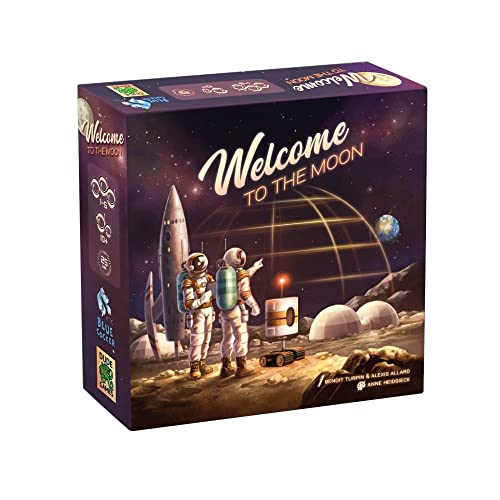 3770006370175 - WELCOME TO... THE MOON BOARD GAME | SCI-FI STRATEGY GAME | NARRATIVE ADVENTURE GAME FOR ADULTS AND KIDS | AGES 10+ | 1-6 PLAYERS | AVERAGE PLAYTIME 25 MINUTES | MADE BY BLUE COCKER GAMES