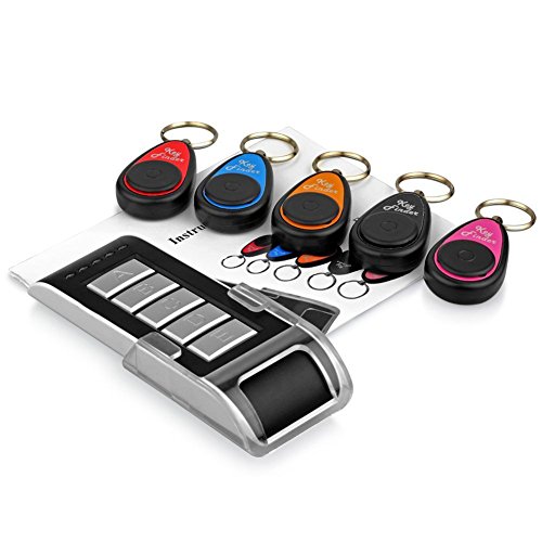 3775133887510 - KEY FINDER, SMART PORTABLE WIRELESS KEY FINDER RF ITEM LOCATOR INCLUDING REMOTE CONTROL, BASE SUPPORT AND LED FLASH, BEEP ALARM TRACKER,1 RF TRANSMITTER AND 5 RECEIVERS (1+5 KEY FINDER)