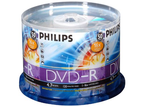 0037849949375 - PHILIPS 4.7 GB 16X DVD-R 50PK SPINDLE