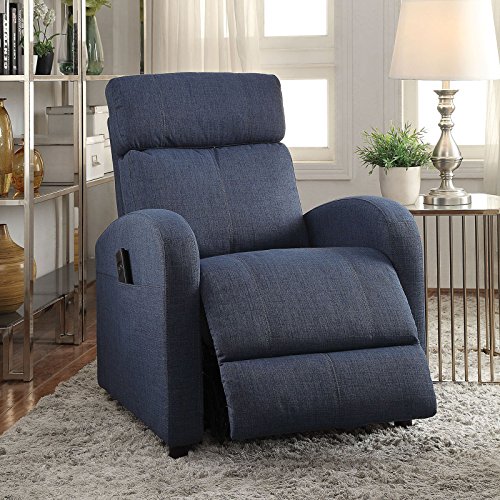 3789130078437 - COMFORTABLE CONCHA POWER LIFT RECLINABLE CHAIR IN BLUE FABRIC