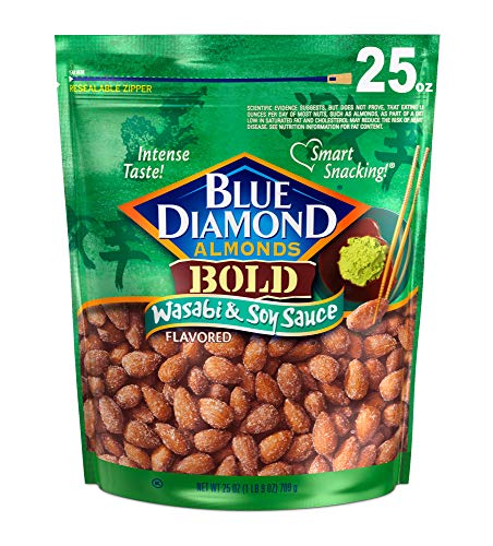 3800771011109 - BLUE DIAMOND ALMONDS WASABI & SOY SAUCE FLAVORED SNACK NUTS, 25 OZ RESEALABLE BAG (PACK OF 1)