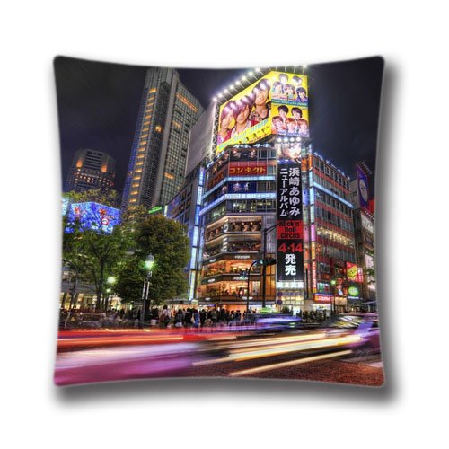 3803224585721 - GENERIC CREATIVE FASHION STREETS OF TOKYO SQUARE DECORATIVE THROW PILLOW COVER 18X18