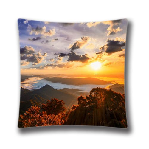 3803224590091 - SUN SHINING OVER MOUNTAINS PERSONALIZED SQUARE 18X18 THROW PILLOW CASE DECOR CUSHION COVERS