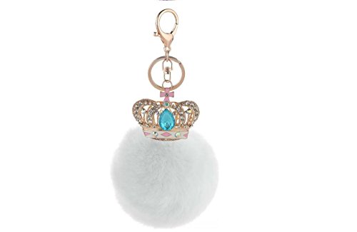 3806657983096 - NOVELTY CROWN FUR BALL CHARM KEY CHAIN FOR CAR KEY RING OR BAG BY NICEPROVIDER