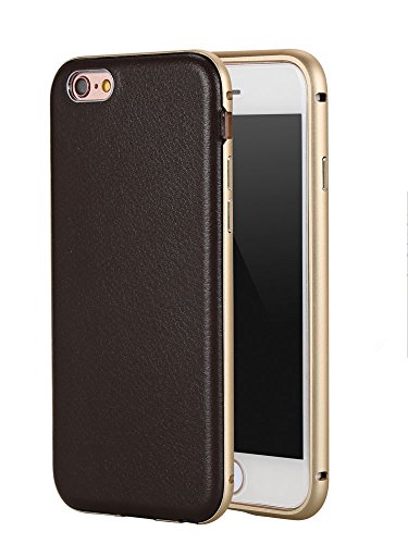 3809256192395 - FASHION LUXURY METAL FRAME LEATHER PHONE CASE FOR IPHONE 5 5S 6 6S SE PLUS PROTECTIVE HOLSTER PHONE COVER COQUE FUNDAS CAPINHA (BROWN)