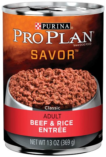 0038100027757 - PURINA PRO PLAN WET DOG FOOD, SAVOR, ADULT BEEF & BROWN RICE ENTRÉE CLASSIC, 13-OUNCE CAN, PACK OF 12