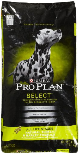 0038100139696 - PURINA PRO PLAN DRY DOG FOOD, SELECT, ALL LIFE STAGES, NATURAL TURKEY & BARLEY FORMULA, 33-POUND BAG, PACK OF 1