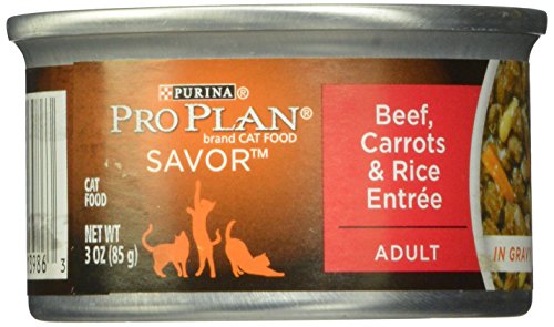 0038100139887 - PURINA PRO PLAN WET CAT FOOD, SAVOR, ADULT BEEF CARROTS AND RICE ENTRÉE, 3-OUNCE CAN, PACK OF 24