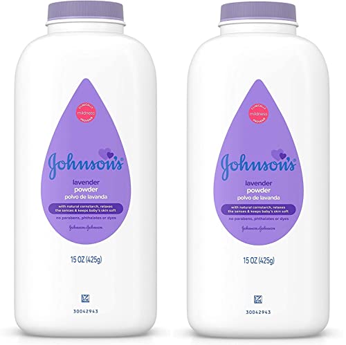 0381370030195 - JOHNSONS LAVENDER BABY POWDER WITH NATURALLY DERIVED CORNSTARCH, HYPOALLERGENIC AND PARABEN FREE, 15 OZ (PACK OF 2)
