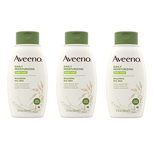 0381371196166 - AVEENO DAILY MOISTURIZING BODY WASH WITH SOOTHING OAT, CREAMY SHOWER GEL, SOAP-FREE AND DYE-FREE, LIGHT FRAGRANCE, 12 FL. OZ, PACK OF 3