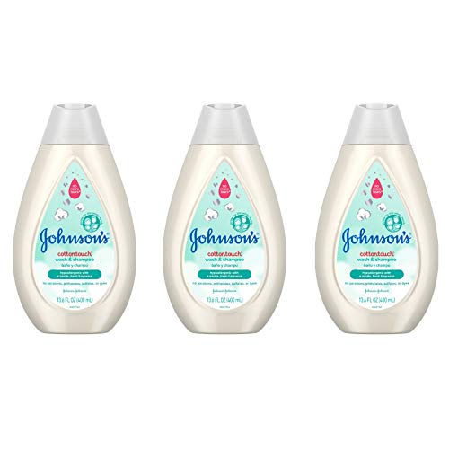 0381371196302 - JOHNSONS COTTONTOUCH NEWBORN BABY WASH & SHAMPOO WITH NO MORE TEARS, SULFATE-, PARABEN- FREE FOR SENSITIVE SKIN, MADE WITH REAL COTTON, GENTLY WASHES AWAY DIRT & GERMS, 13.6 FL. OZ, PACK OF 3