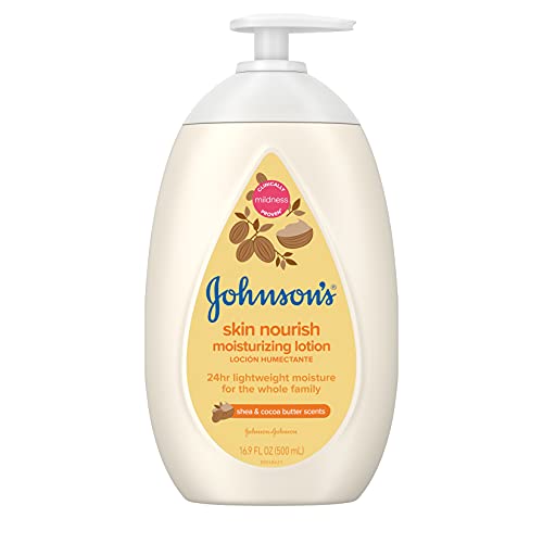 0381371196500 - JOHNSONS SKIN NOURISH MOISTURIZING BABY LOTION FOR DRY SKIN WITH SHEA & COCOA BUTTER SCENTS, GENTLE & LIGHTWEIGHT BODY LOTION FOR THE WHOLE FAMILY, HYPOALLERGENIC, DYE-FREE, 16.9 FL. OZ