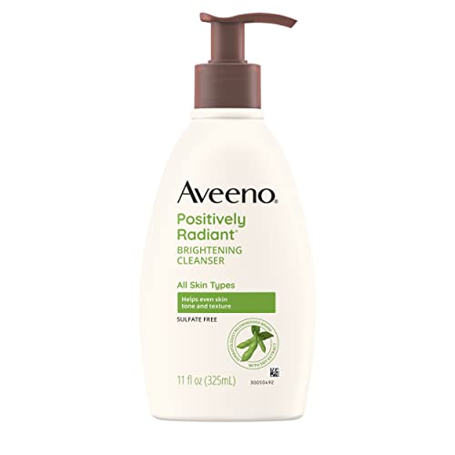 0381372020828 - AVEENO POSITIVELY RADIANT BRIGHTENING FACIAL CLEANSER FOR SENSITIVE SKIN, TARGETS DULL SKIN, MOISTURE RICH SOY EXTRACT, NON-COMEDOGENIC, OIL- & SOAP-FREE, HYPOALLERGENIC, 11 FL. OZ