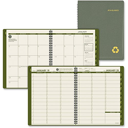 0003857018341 - AT-A-GLANCE PROFESSIONAL ECO-FRIENDLY APPOINTMENT BOOK - WEEKLY - 8.25 X 10.88 - JANUARY TILL JANUARY - 7:00 AM, 7:00 AM TO 8:45 PM, 5:30 PM 1 WEEK DOUBLE PAGE LAYOUT - PAPER, LEATHER - GREEN