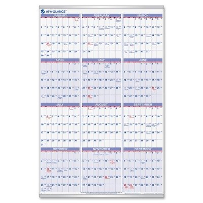 0038576006652 - AT-A-GLANCE(R) 30% RECYCLED YEARLY WALL CALENDAR, 24IN. X 36IN., JANUARY-DECEMBE