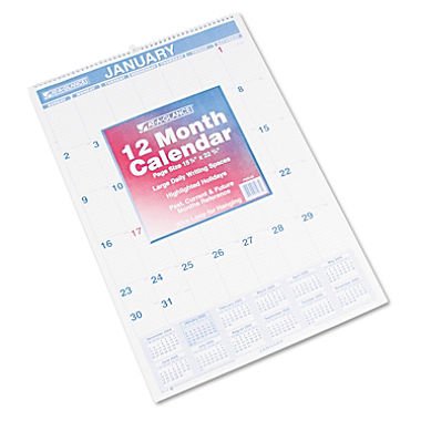 0038576008052 - AT-A-GLANCE PM328 MONTHLY WALL CALENDAR WITH RULED DAILY BLOCKS, 15 1/2 X 22 3/4, WHITE, 2016