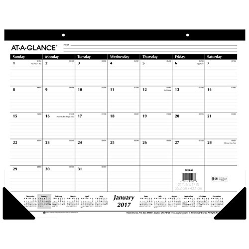 0038576019478 - AT-A-GLANCE 2017 MONTHLY DESK PAD CALENDAR, RULED, 21-3/4 X 16 INCHES (SK2400)
