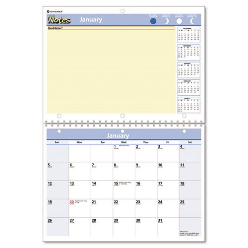 0038576095021 - AT-A-GLANCE QUICKNOTES RECYCLED DESK/WALL CALENDAR, MED WALL, BLUE/YELLOW, 2012 (PM50-28)