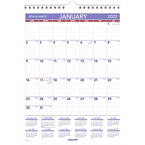 0038576115729 - 2022 WALL CALENDAR BY AT-A-GLANCE, 8 X 11, SMALL, MONTHLY (PM128)