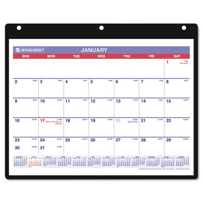 0038576166943 - AT-A-GLANCE(R) MONTHLY DESK/WALL CALENDAR, 3-HOLE PUNCHED WITH BLACK VINYL HOLDER, 11IN. X 8 1/2IN., JANUARY-DECEMBER 2004