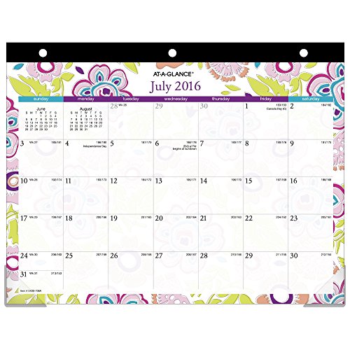 0038576187160 - AT-A-GLANCE ACADEMIC YEAR DESK PAD CALENDAR, MONTHLY, JULY 2016 - JUNE 2017, MINI, 8-1/2X 11, SCHOOL (SK20-706A)