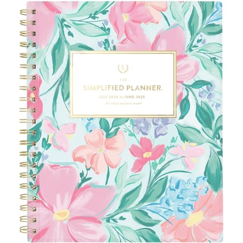 0038576214866 - AT-A-GLANCE 2024-2025 ACADEMIC PLANNER, SIMPLIFIED BY EMILY LEY, WEEKLY & MONTHLY, 8-1/2 X 11, LARGE, MONTHLY TABS, POCKET, FLEXIBLE COVER, FLORAL (EL25-905A)
