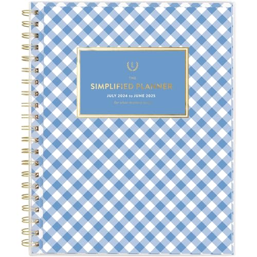 0038576215061 - AT-A-GLANCE 2024-2025 ACADEMIC PLANNER, SIMPLIFIED BY EMILY LEY, WEEKLY & MONTHLY, 8-1/2 X 11, LARGE, MONTHLY TABS, FLEXIBLE COVER, CUSTOMIZABLE, GINGHAM (EL26-901A)