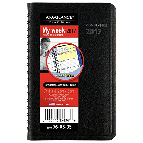 0038576242876 - AT-A-GLANCE 760305 QUICKNOTES WEEKLY/MONTHLY APPOINTMENT BOOK, 3 3/4 X 6, BLACK,