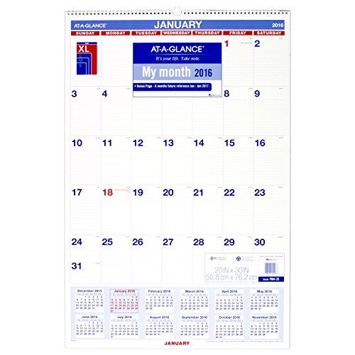 0038576242968 - AT-A-GLANCE MONTHLY WALL CALENDAR 2016, 20 X 30 INCHES (PM4-28)