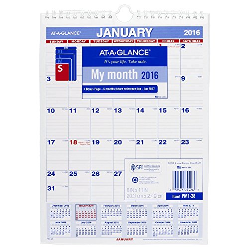 0038576244269 - AT-A-GLANCE MONTHLY WALL CALENDAR 2016, 8 X 11 INCHES (PM1-28)