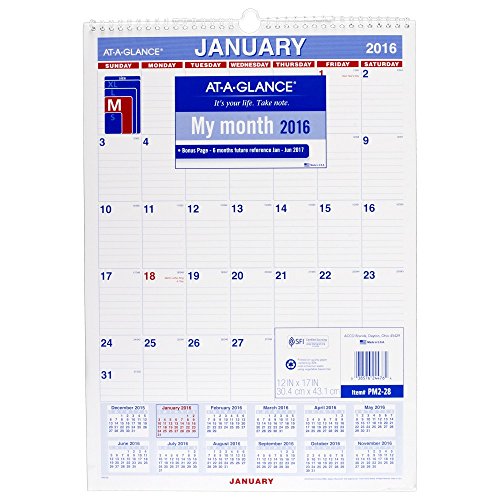 0038576244764 - AT-A-GLANCE MONTHLY WALL CALENDAR 2016, 12 X 17 INCHES (PM2-28)