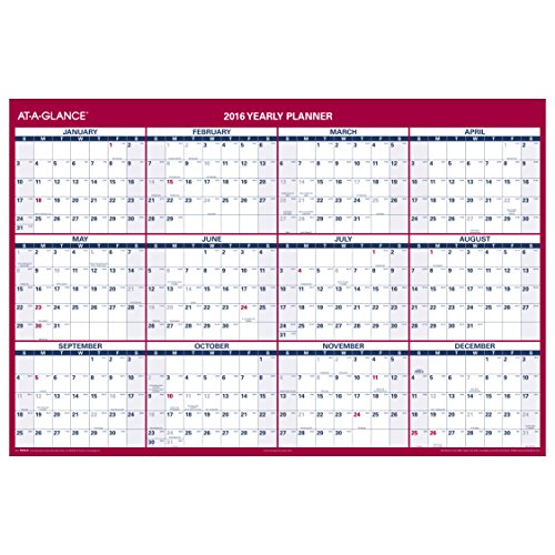 0038576252066 - AT-A-GLANCE WALL CALENDAR 2016, ERASABLE, REVERSIBLE, VERTICAL/HORIZONTAL, 12 MONTHS, 48 X 32 INCHES (PM326-28)
