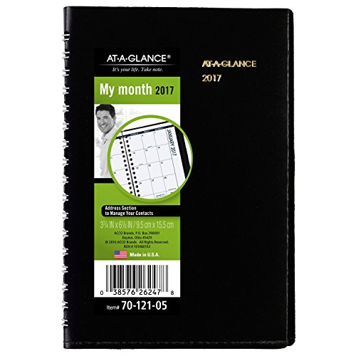 0038576262478 - AT-A-GLANCE MONTHLY PLANNER / APPOINTMENT BOOK 2017, POCKET SIZE, 3-3/4 X 6-1/8, BLACK (70-121-05)
