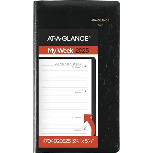 0038576266162 - AT-A-GLANCE 2025 PLANNER, WEEKLY, 3-1/4 X 5-3/4, POCKET SIZE, BLACK