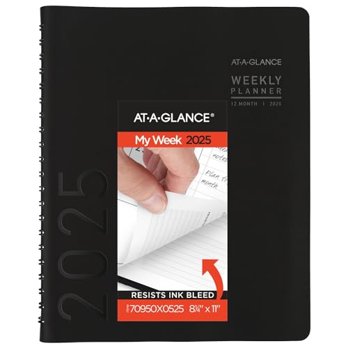 0038576272163 - AT-A-GLANCE 2025 APPOINTMENT BOOK PLANNER, WEEKLY & MONTHLY, 8-1/4 X 11, LARGE, HALF-HOURLY, CONTEMPORARY, BLACK (70950X0525)