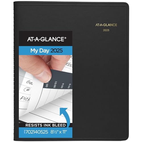 0038576288362 - AT-A-GLANCE 2025 APPOINTMENT BOOK PLANNER, DAILY, 8-1/2 X 11, LARGE, 24-HOUR, BLACK
