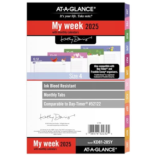 0038576322325 - AT-A-GLANCE 2025 PLANNER REFILL, WEEKLY & MONTHLY, 5-1/2 X 8-1/2, SIZE 4, DESK SIZE, 52122 DAY-TIMER, KATHY DAVIS (KD81-285Y-25)