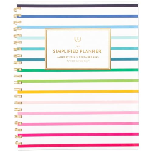 0038576358928 - AT-A-GLANCE 2025 PLANNER, SIMPLIFIED BY EMILY LEY, WEEKLY & MONTHLY, 8-1/2 X 11, LARGE, HAPPY STRIPE (EL16-905-25)