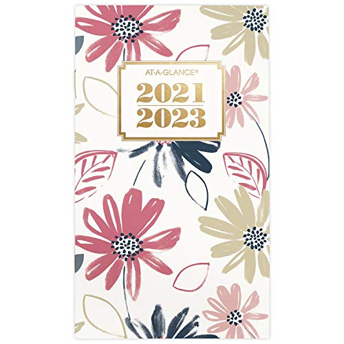 0038576516328 - ACADEMIC PLANNER 2021-2023, AT-A-GLANCE TWO YEAR MONTHLY PLANNER, 3-1/2 X 6, POCKET SIZE, FOR SCHOOL, TEACHER, STUDENT, BADGE FLORAL (1535F-021A)