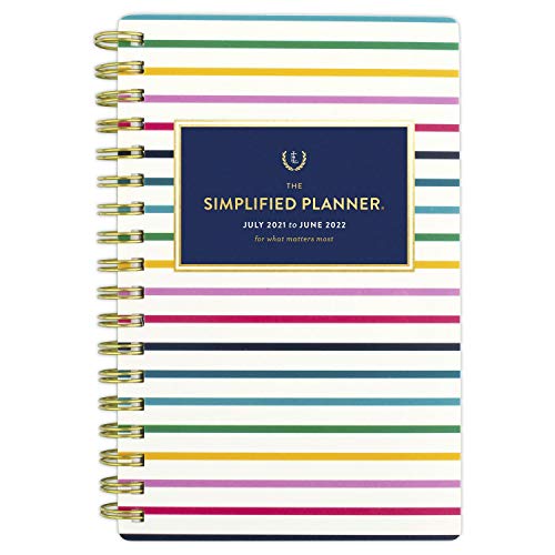 0038576902220 - ACADEMIC POCKET CALENDAR 2021-2022, SIMPLIFIED BY EMILY LEY FOR AT-A-GLANCE WEEKLY & MONTHLY PLANNER, 3-1/2 X 6, POCKET SIZE, FOR SCHOOL, TEACHER, STUDENT, THIN HAPPY STRIPE (EL60-300A)