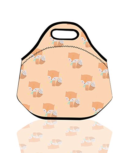 3872386102084 - CUTE CARTOON FOX IN TIE INSULATED TOTE WATERPROOF LUNCH BAG COOL COOLER THERMAL PICNIC FOOD DRINK HOLDER LUNCH CONTAINER