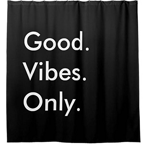 3872386824900 - ZZDREAMZZ GOOD VIBES ONLY CUSTOMIZABLE BLACK AND WHITE WATERPROOF FABRIC POLYESTER BATHROOM SHOWER CURTAIN 60(W) X 72(H)