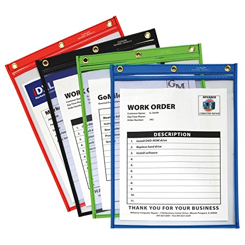 0038944509204 - C-LINE HEAVY DUTY SUPER HEAVYWEIGHT PLUS STITCHED SHOP TICKET HOLDER, ASSORTED COLORS, 9 X 12 INCHES, BOX OF 20 SHOP TICKET HOLDERS