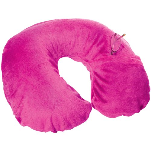 0039052008207 - TRAVEL SMART BY CONAIR TS22RSP INFLATABLE FLEECE NECK REST/NECK PILLOW, RASPBERRY
